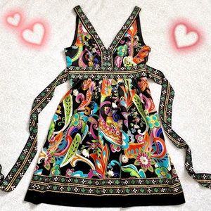 Beige by eci floral & paisley a-line mini dress